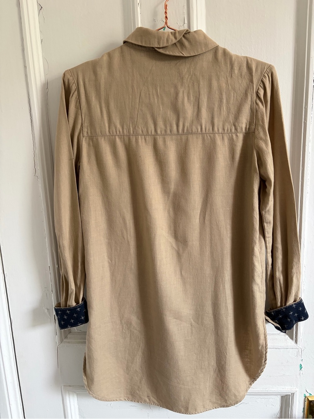 Jennifer Glasgow Tan Button-Down Shirt with Origami Collar - Picture 2 of 8